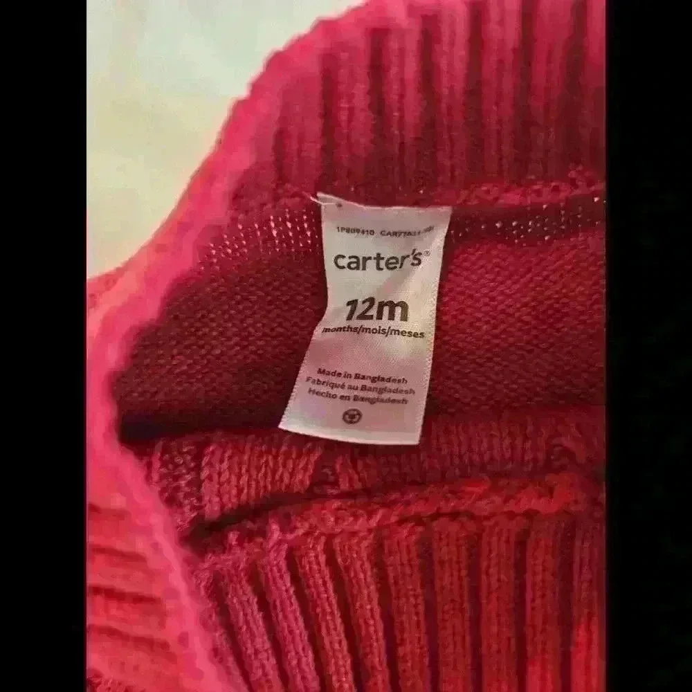 Carters 12m Cozy Red Cable Knit Sweater Dress